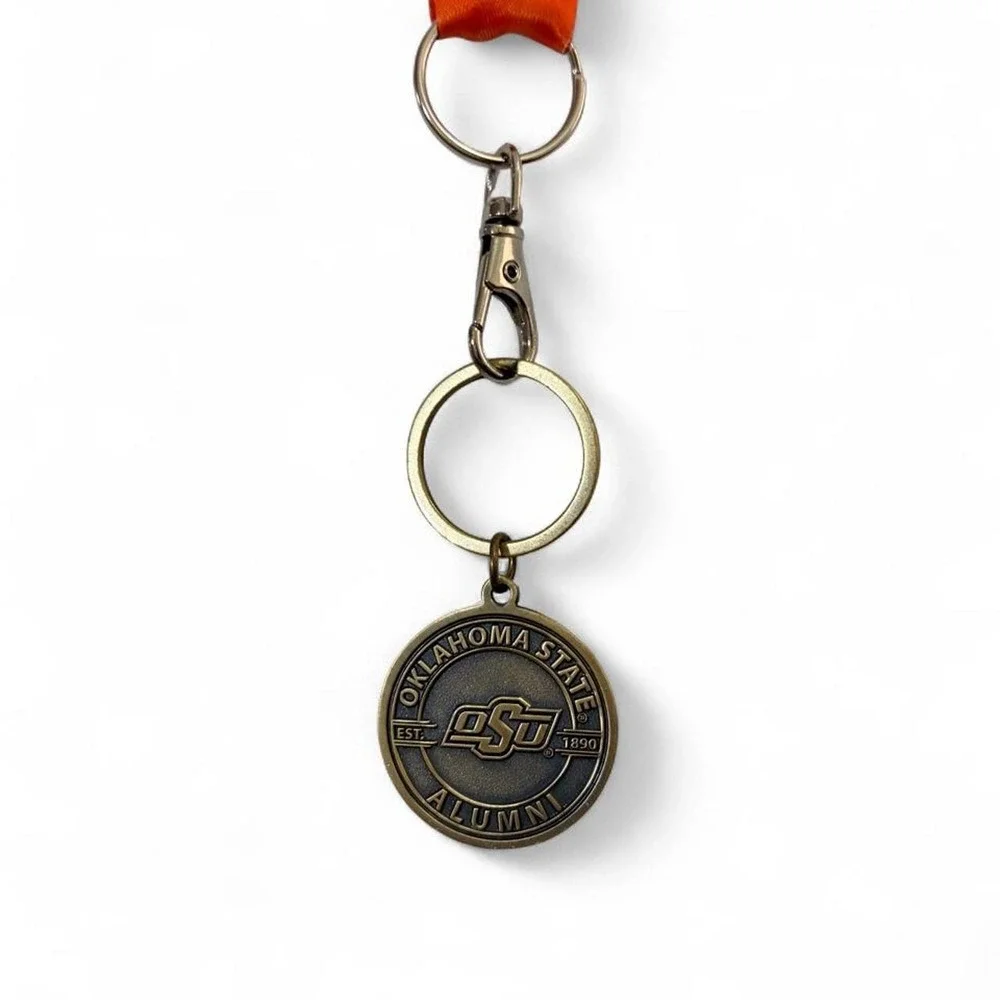 Oklahoma State University OSU Alumni Lanyard Pistol Pete Keychain Orange Black